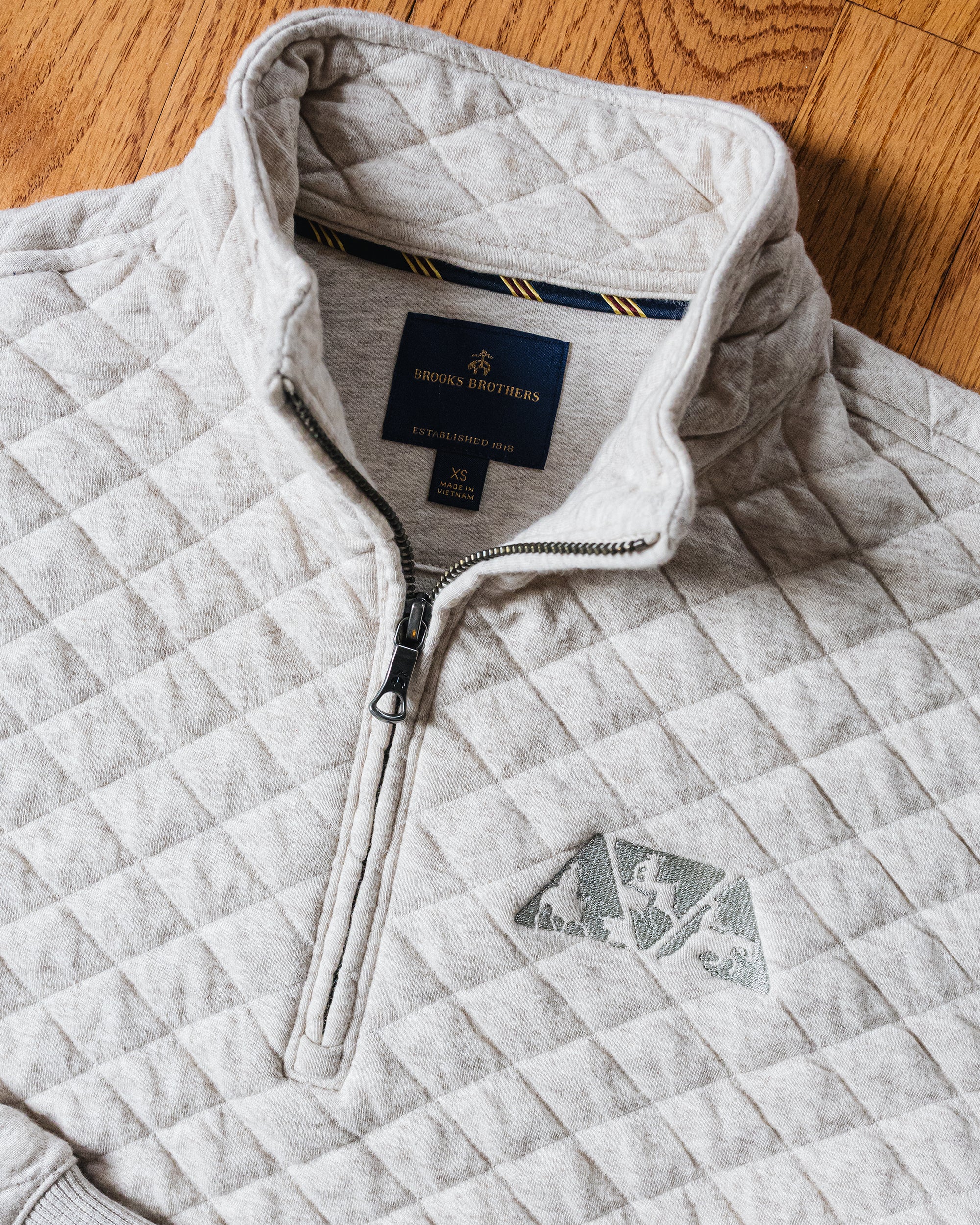 Men's NRCHA Brooks Brothers Diamond Quilt Oatmeal 1/4 Zip - Image 3