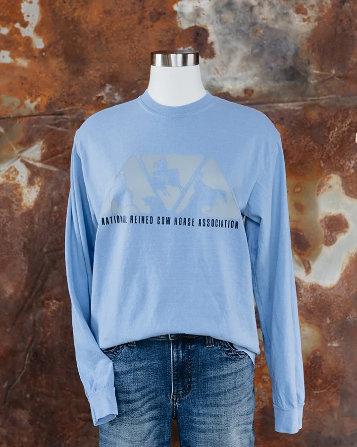 Men's NRCHA Denim Blue Triangle Logo Long Sleeve T-shirt