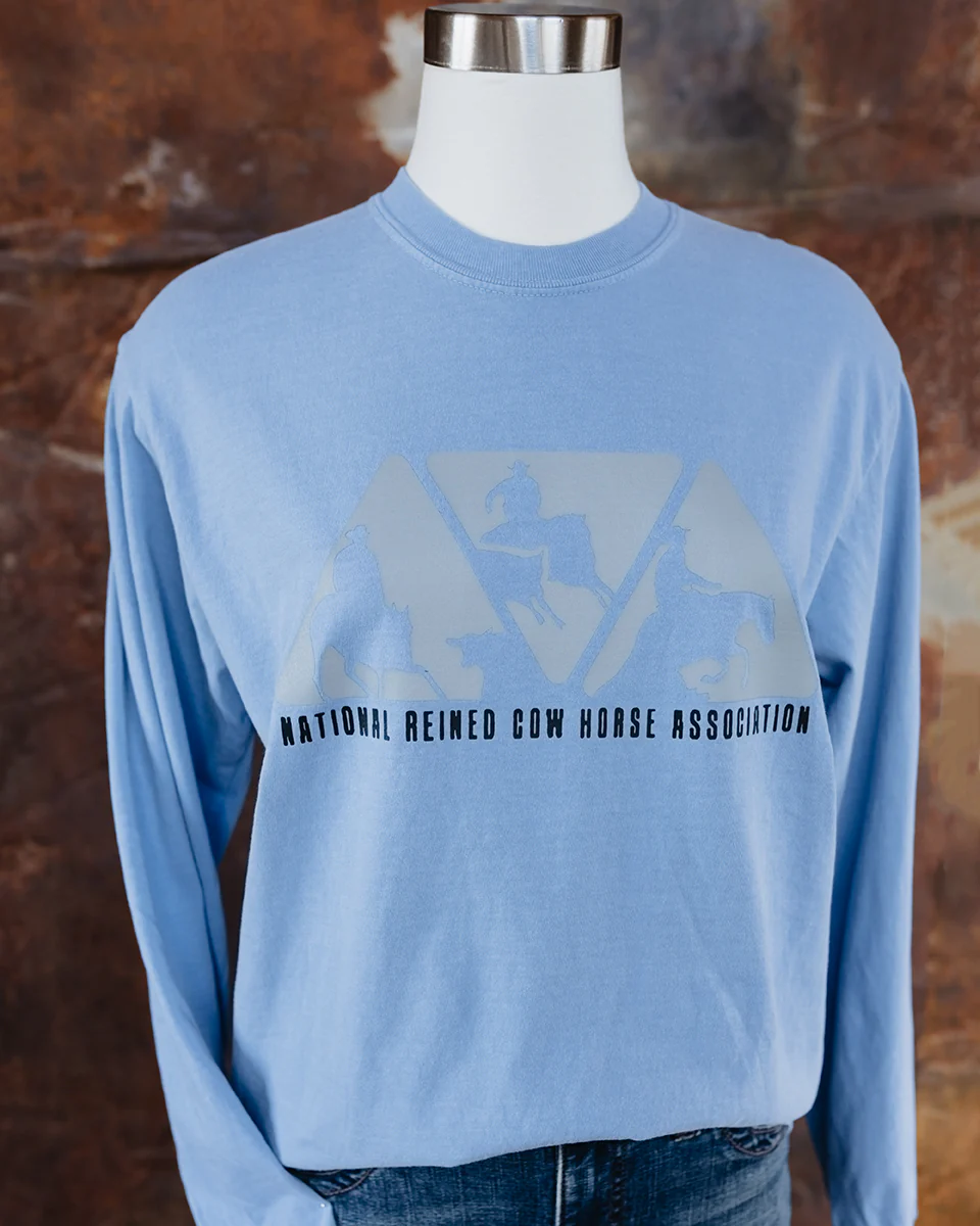 Men's NRCHA Denim Blue Triangle Logo Long Sleeve T-shirt - Image 2
