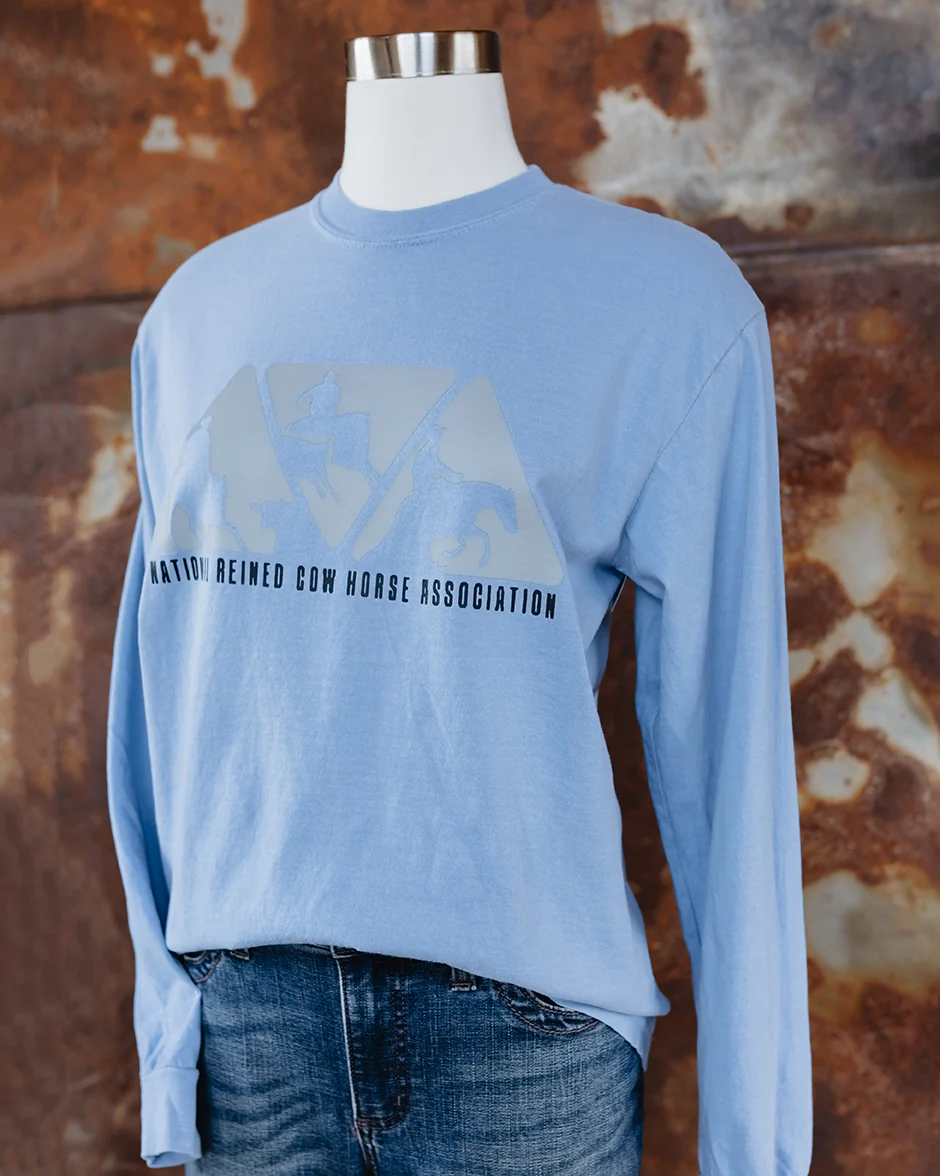 Men's NRCHA Denim Blue Triangle Logo Long Sleeve T-shirt - Image 3