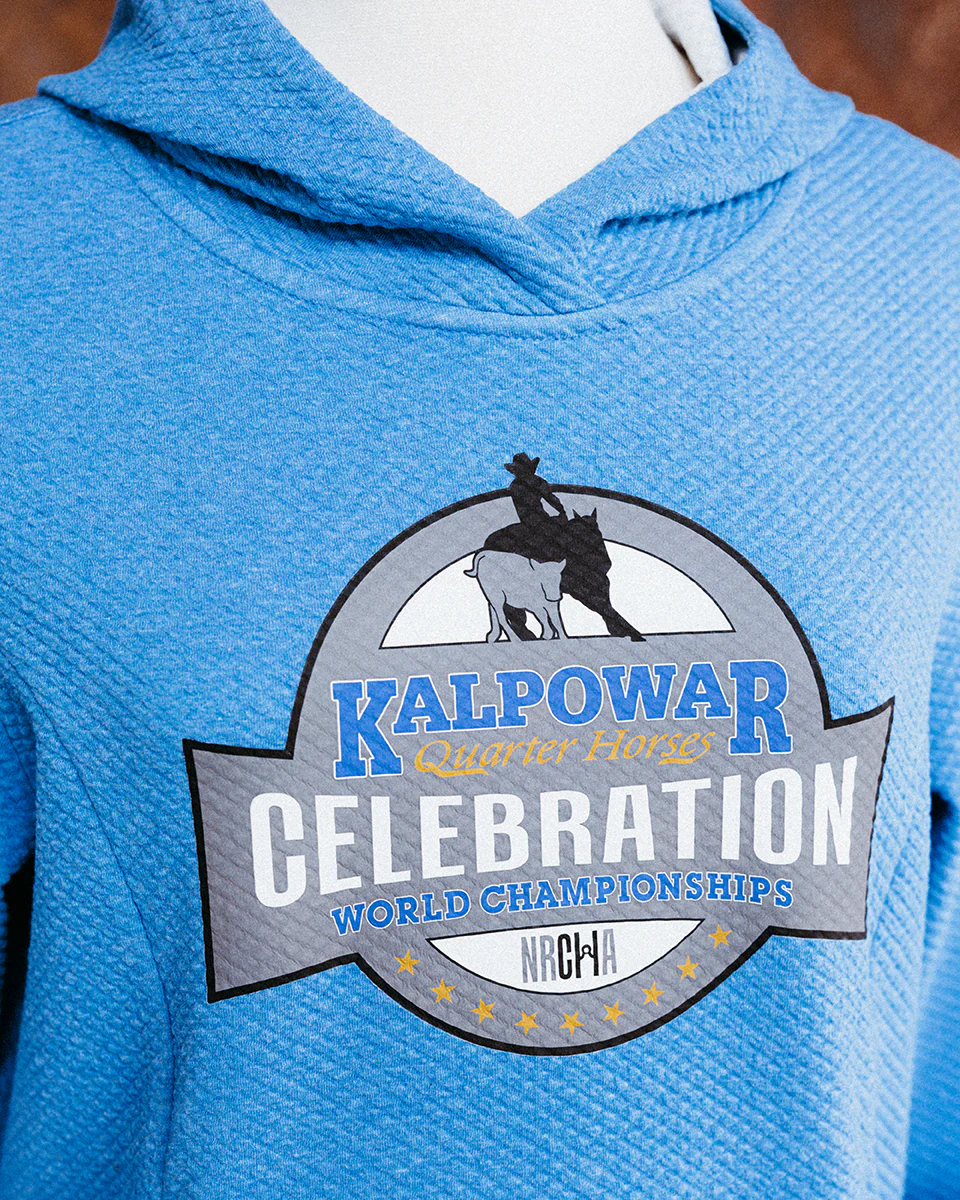 NRCHA Celebration of Champions 2026 Ladies Royal Blue Waffle Knit Hoodie - Image 2