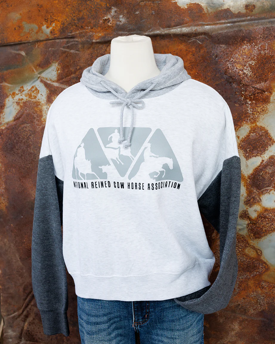 NRCHA Ladies Colorblock Cropped Length Hooded Sweatshirt - Image 2