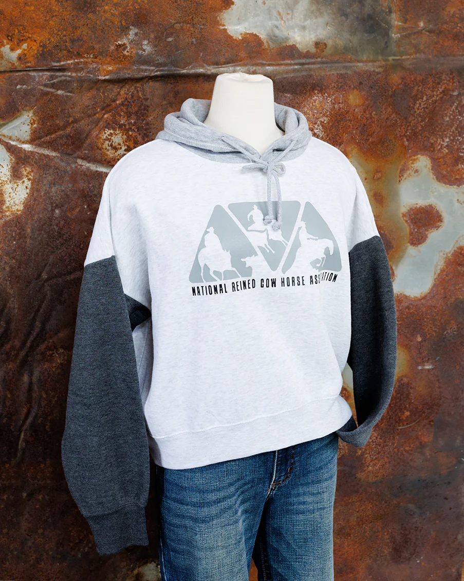 NRCHA Ladies Colorblock Cropped Length Hooded Sweatshirt - Image 3