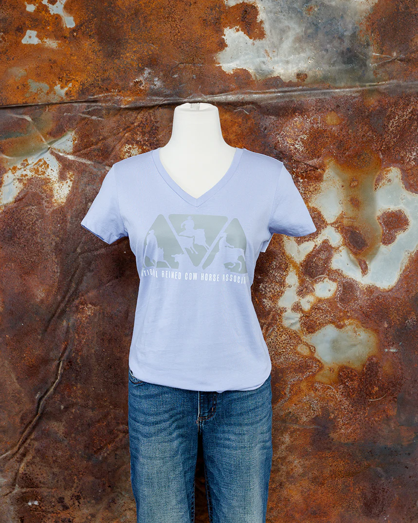 NRCHA Ladies Lilac Triangle Logo Short Sleeve V-Neck T-shirt