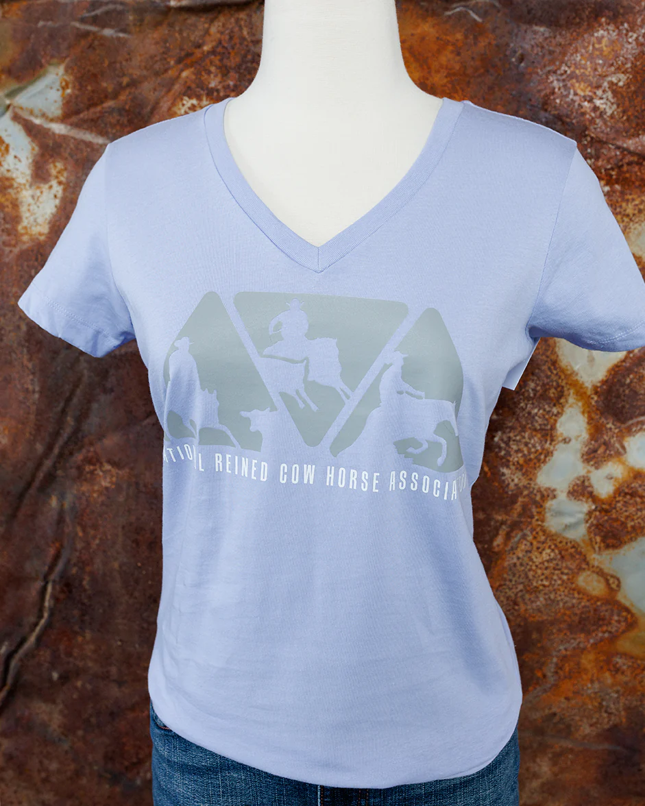 NRCHA Ladies Lilac Triangle Logo Short Sleeve V-Neck T-shirt - Image 2
