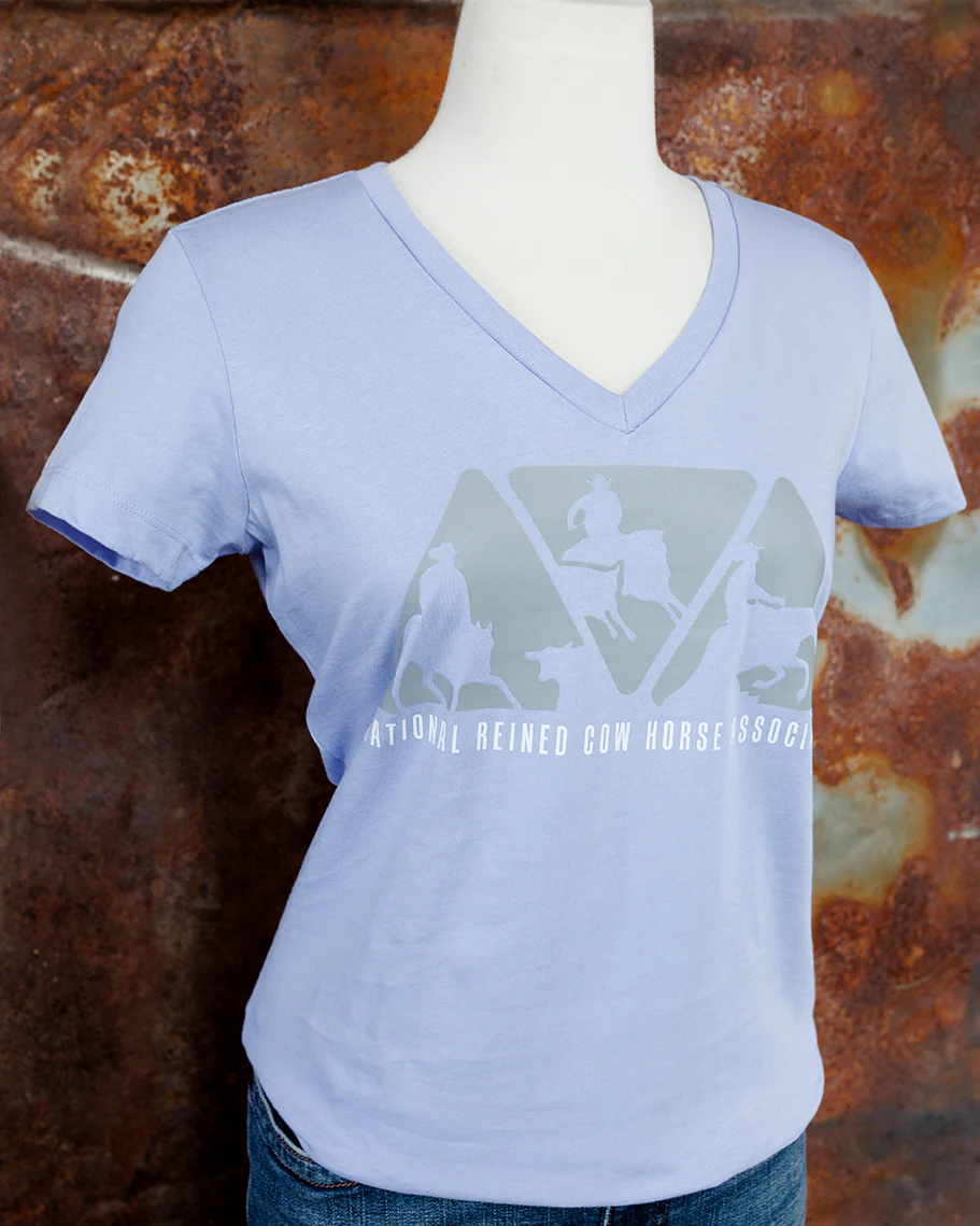NRCHA Ladies Lilac Triangle Logo Short Sleeve V-Neck T-shirt - Image 3