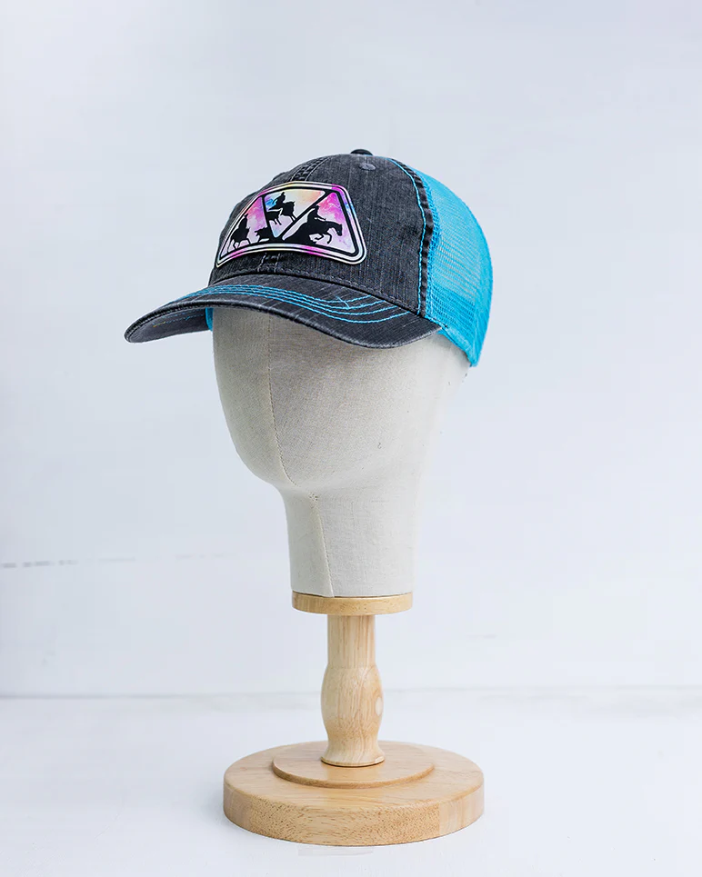 NRCHA Triangle Logo Patch Grey Denim & Turquoise Soft Mesh Hat