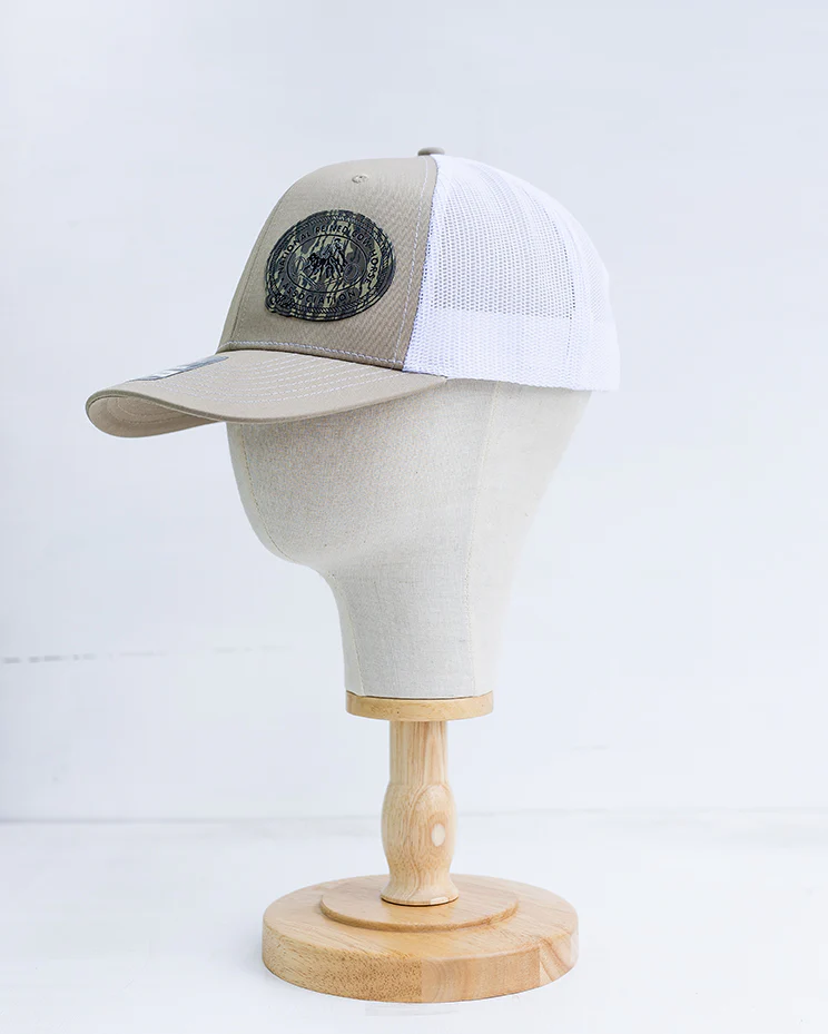 NRCHA Retro Logo Patch Sand Tan & White Mesh Hat - Image 2