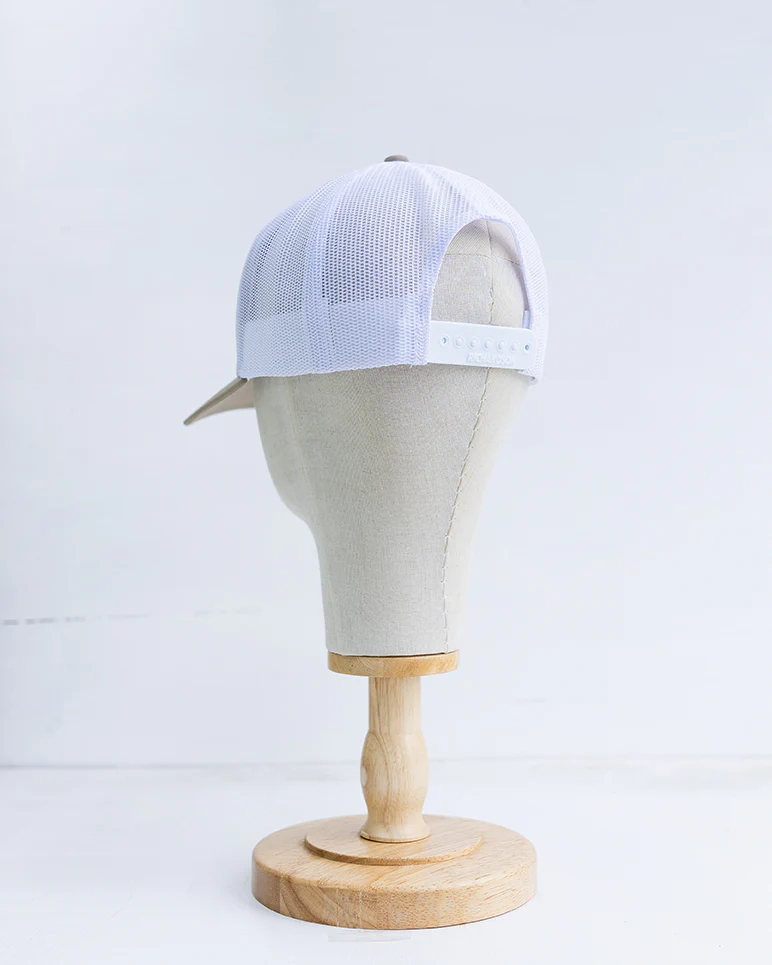 NRCHA Retro Logo Patch Sand Tan & White Mesh Hat - Image 3
