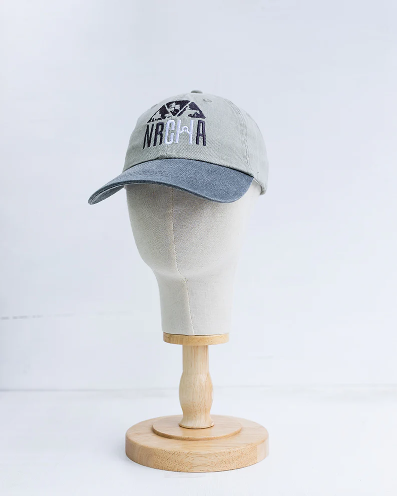 NRCHA Stacked Logo Washed Grey & Green Cloth Soft Hat