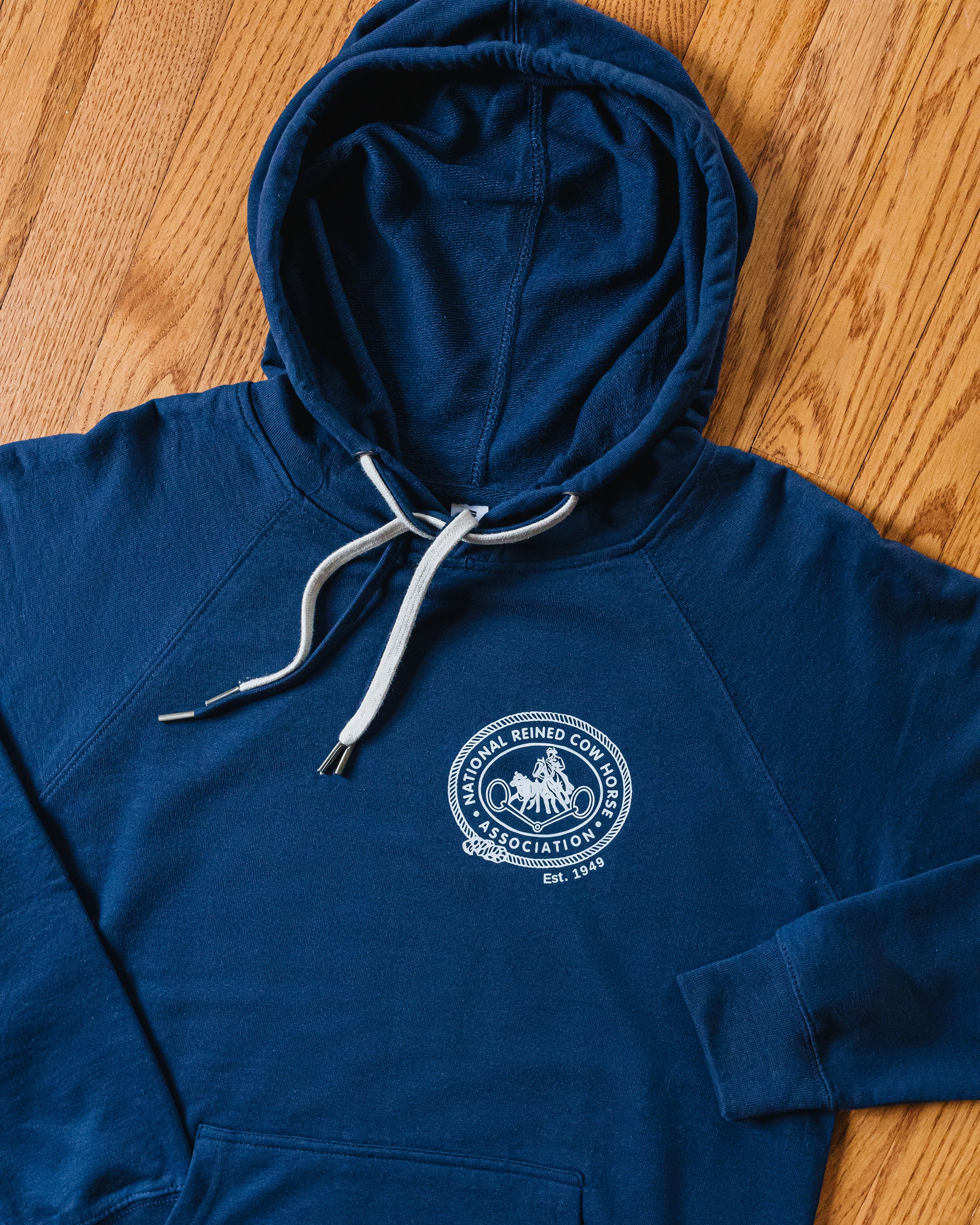 NRCHA Retro Logo Unisex Navy Blue Hoodie - Image 4