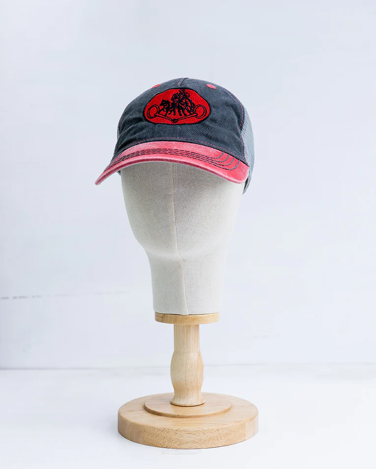 NRCHA Retro Logo Washed Red, Black & Grey Mesh Hat