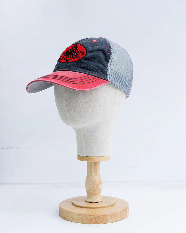 NRCHA Retro Logo Washed Red, Black & Grey Mesh Hat - Image 2