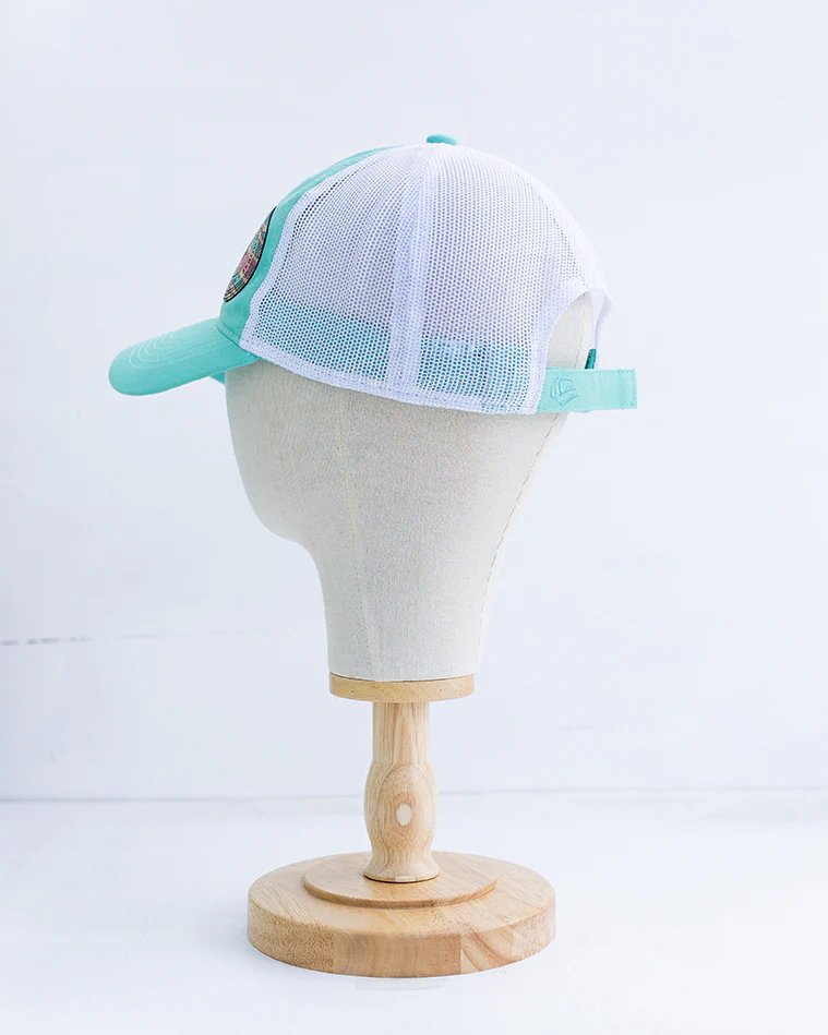NRCHA Retro Logo Woodgrain Patch Seafoam Teal Mesh Hat - Image 2