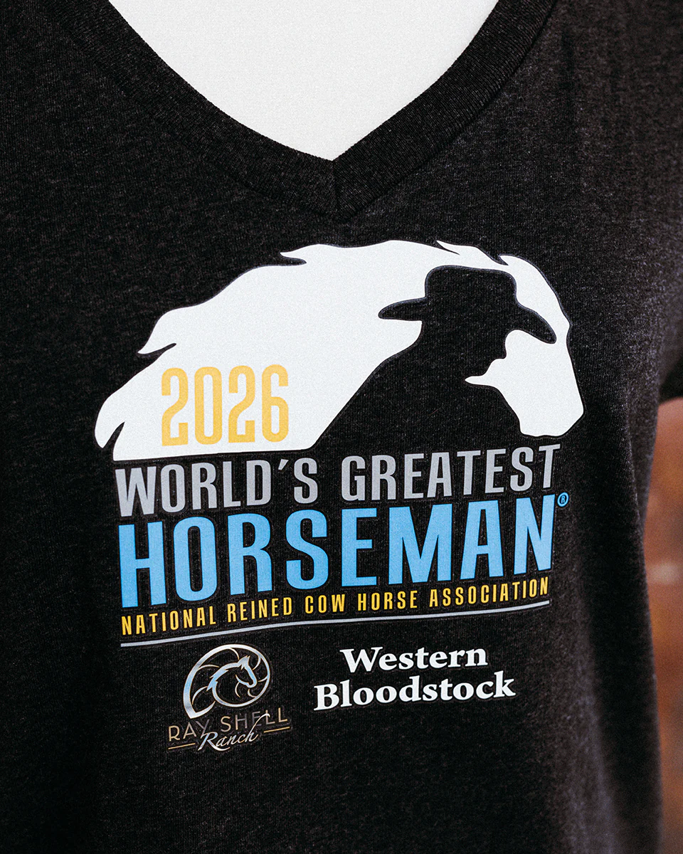 NRCHA WGH 2026 Women's Short Sleeve Re-Tee Charcoal Heather and/or Black T-shirt - Image 2