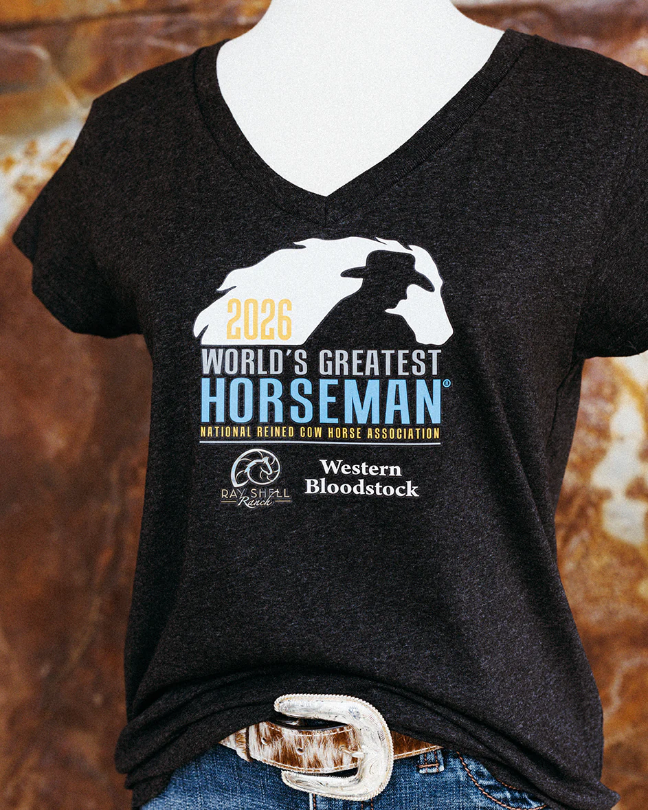 NRCHA WGH 2026 Women's Short Sleeve Re-Tee Charcoal Heather and/or Black T-shirt - Image 3