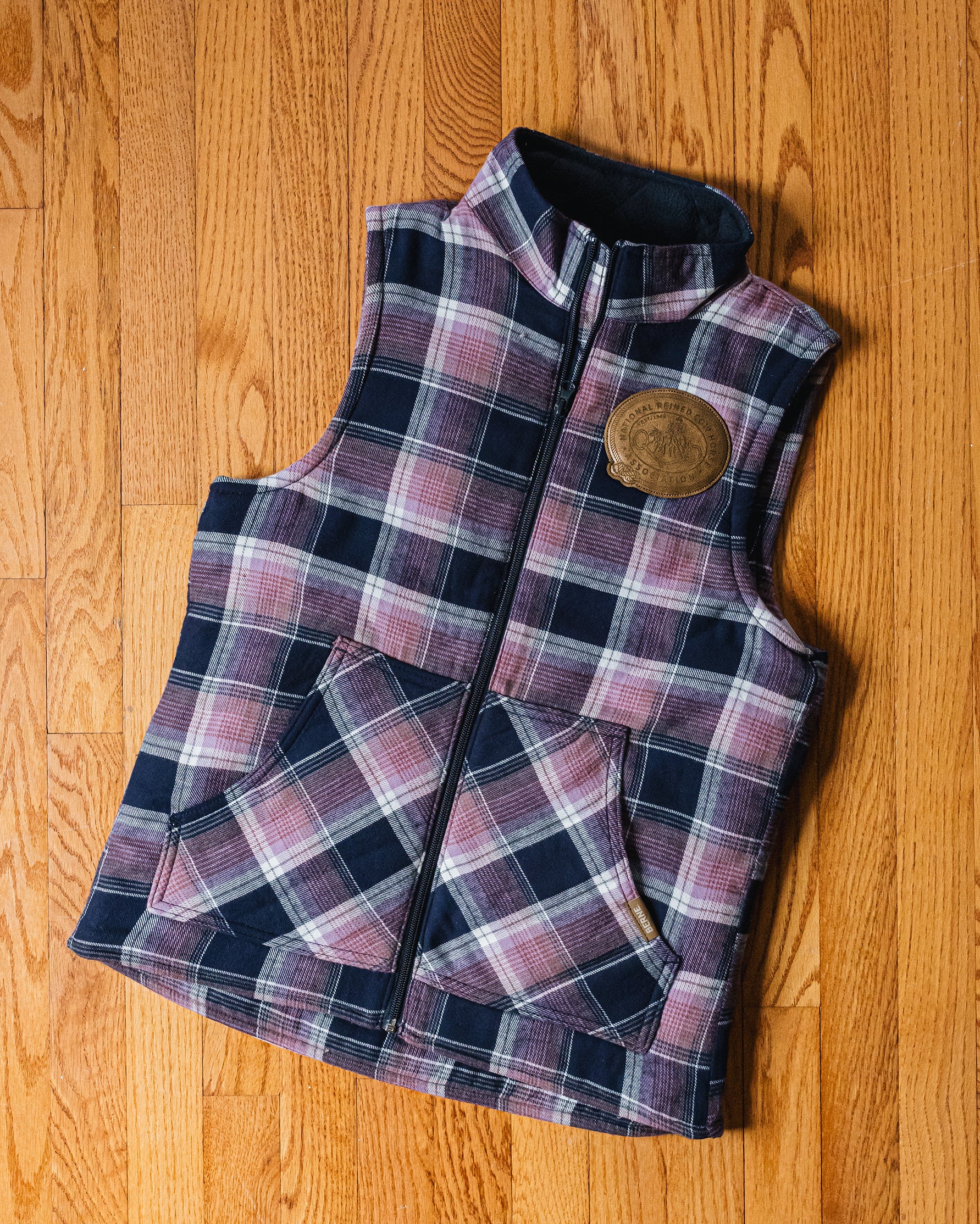NRCHA Women's Insulated Plaid Flannel Vest with Retro Patch Logo (2 Colors) - Image 4