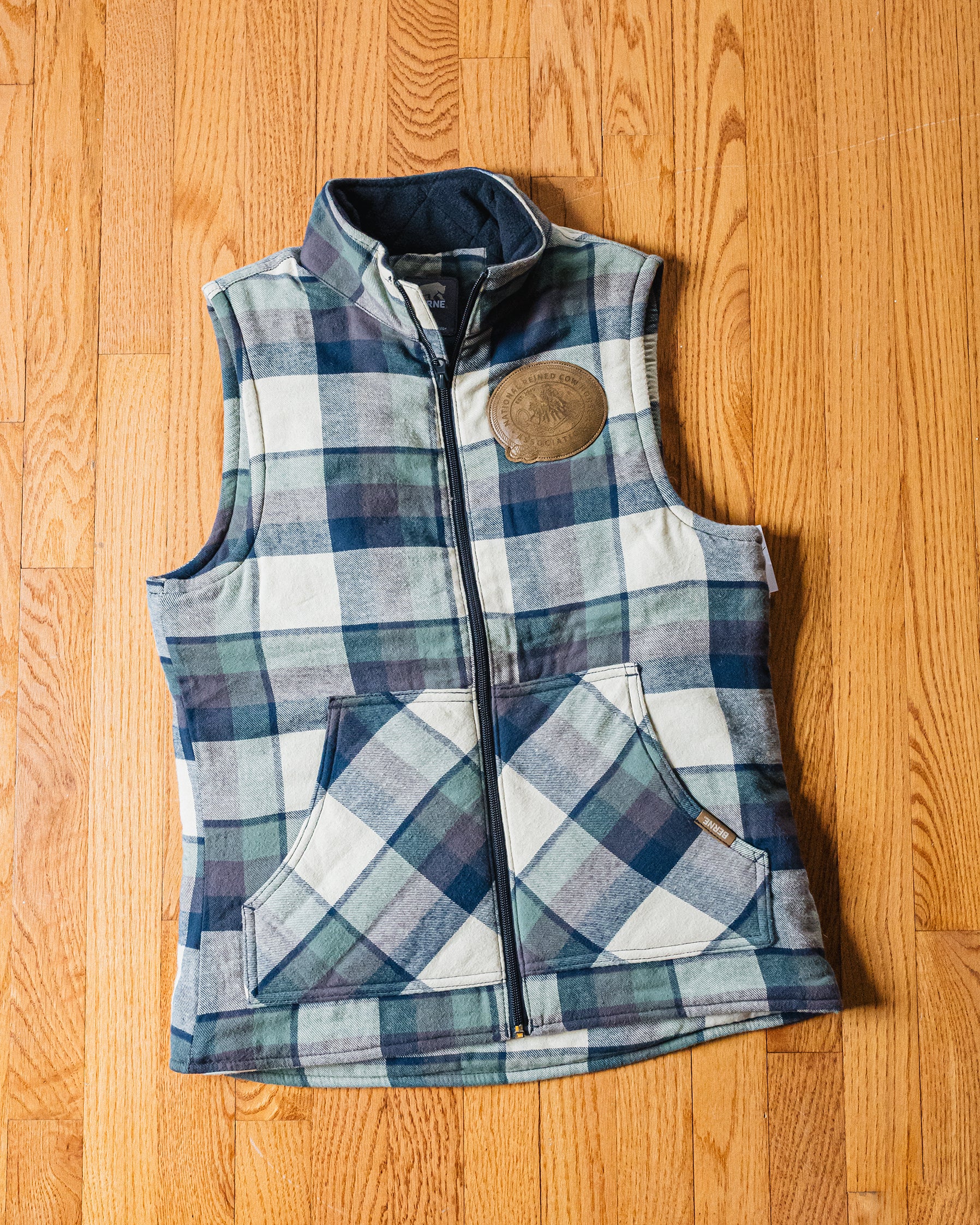 NRCHA Women's Insulated Plaid Flannel Vest with Retro Patch Logo (2 Colors) - Image 5