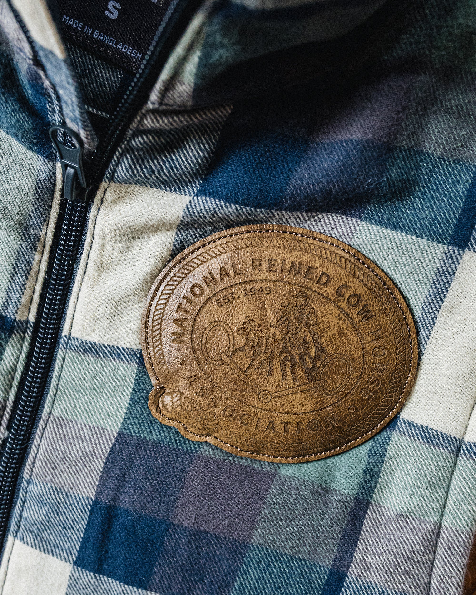 NRCHA Women's Insulated Plaid Flannel Vest with Retro Patch Logo (2 Colors) - Image 6