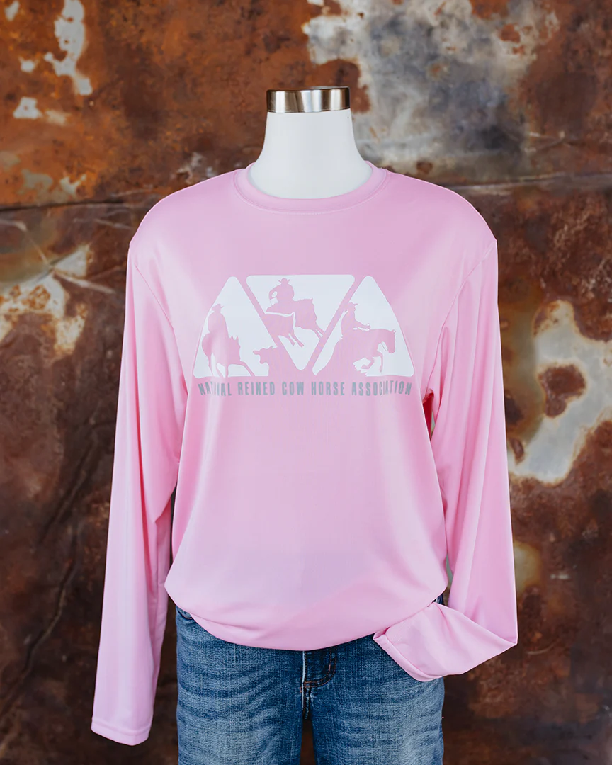 NRCHA Women's Performance Pink Long Sleeve Crew Neck Tee