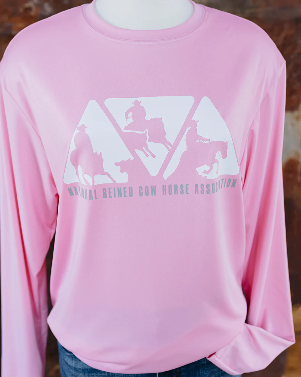 NRCHA Women's Performance Pink Long Sleeve Crew Neck Tee - Image 2