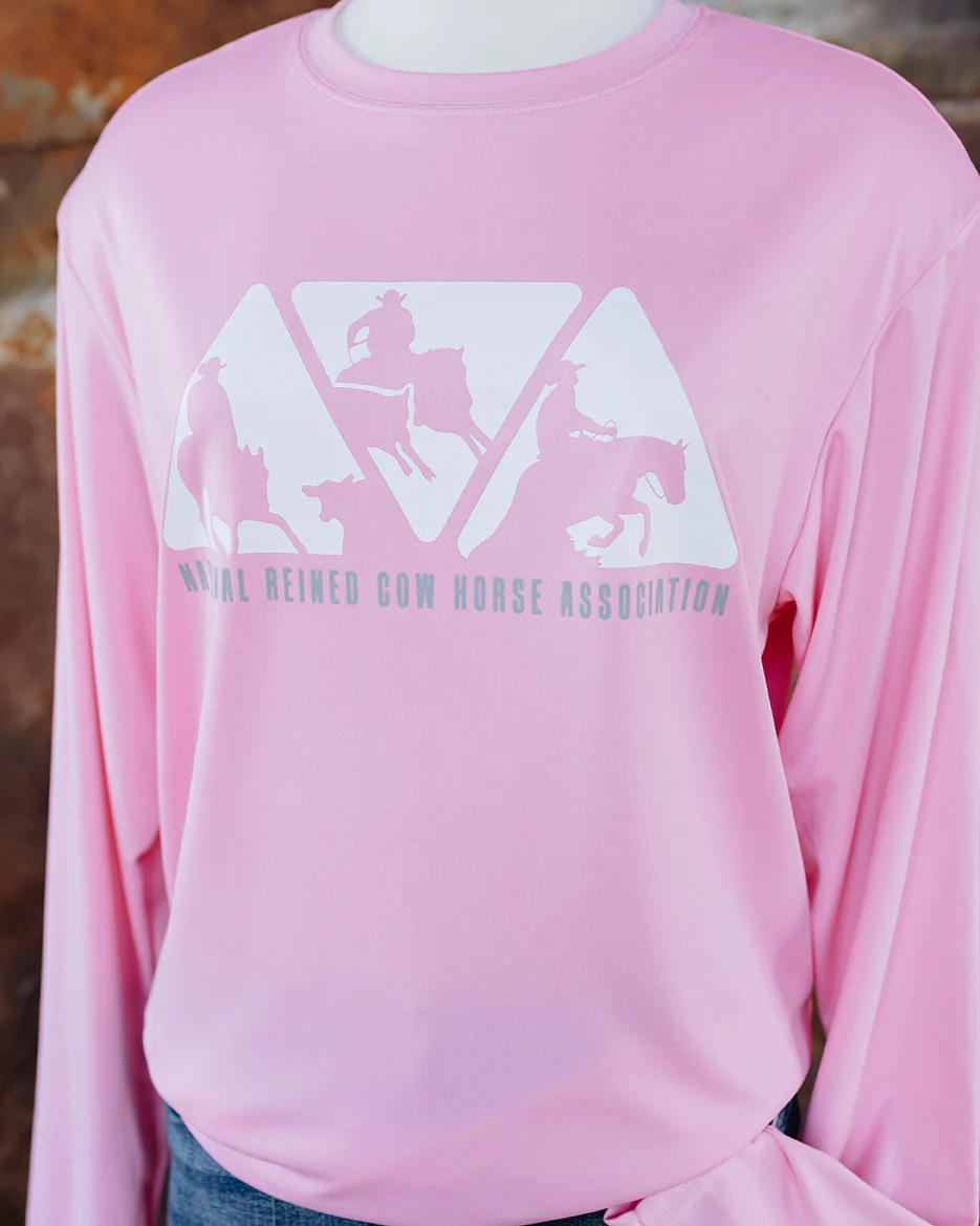 NRCHA Women's Performance Pink Long Sleeve Crew Neck Tee - Image 3