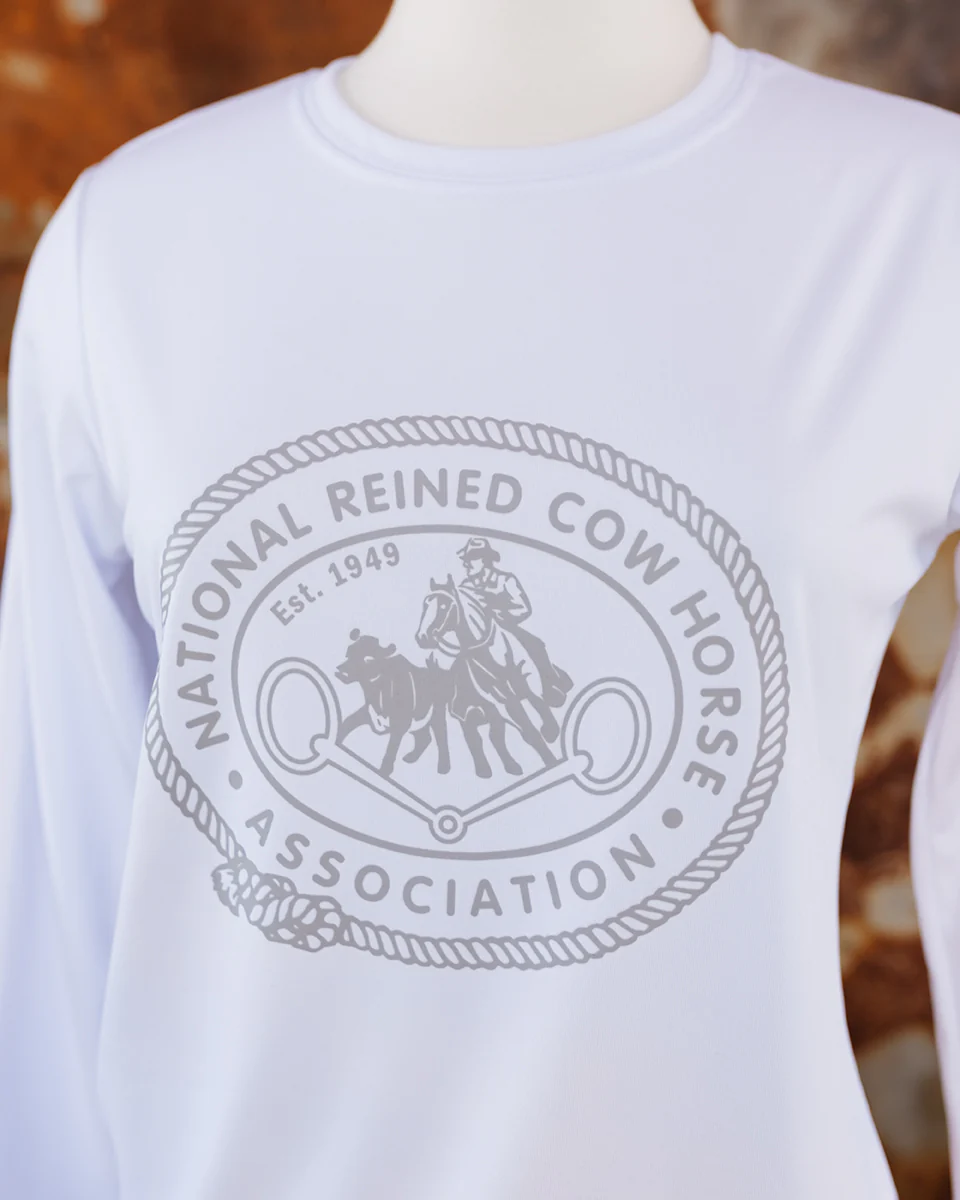 NRCHA Women's Performance White Long Sleeve Crew Neck Tee - Image 3