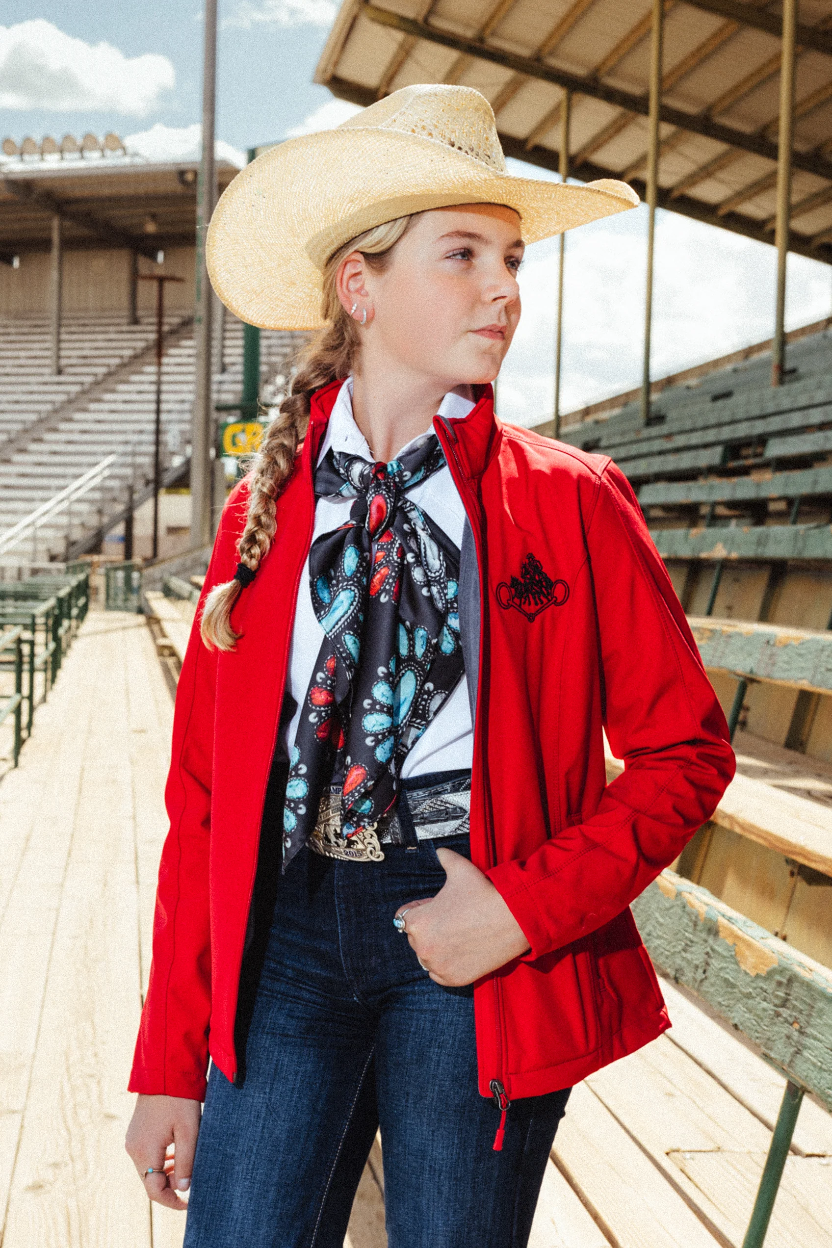 Women's NRCHA Retro Logo Rich Red Jacket - Image 4