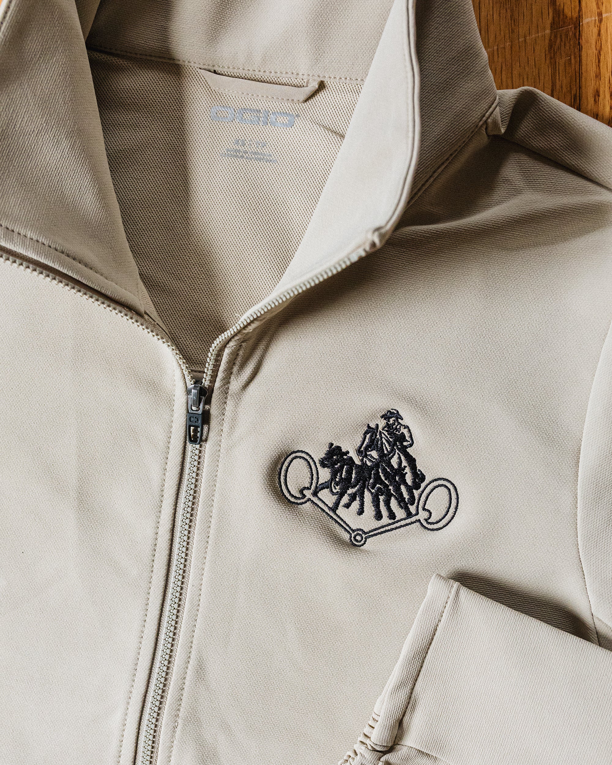 Women's NRCHA Retro Logo Sahara Taupe OGIO Kinetic Soft Shell Jacket - Image 3