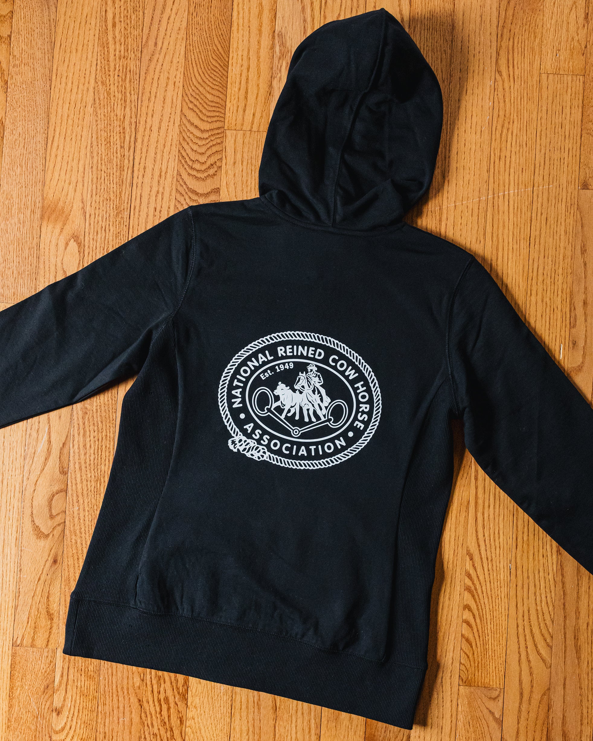 Women's NRCHA Retro Logo Zip Black Hoodie - Image 3